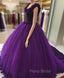 Purple Tulle Ball Gowns Flower Wedding Dresses Crystal Beaded Bodice