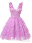 Purple Tulle Butterfly Appliques Homecoming Dress