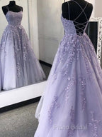 Purple Tulle Lace Long Formal Prom Dresses Formal Dresses
