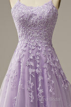 Purple Tulle Lace Long Formal Prom Dresses Formal Dresses