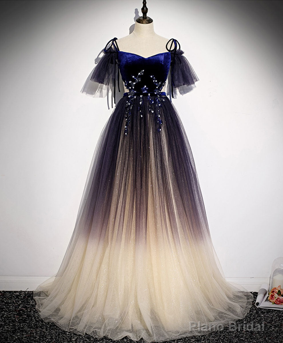 Purple Tulle Lace Long Prom Dress Purple Formal Dress Main image