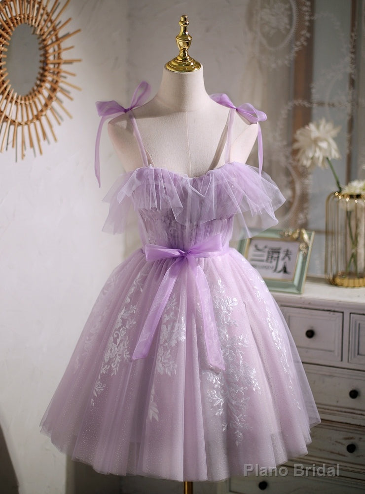 Purple Tulle Lace Straps Homecoming Dress Main image