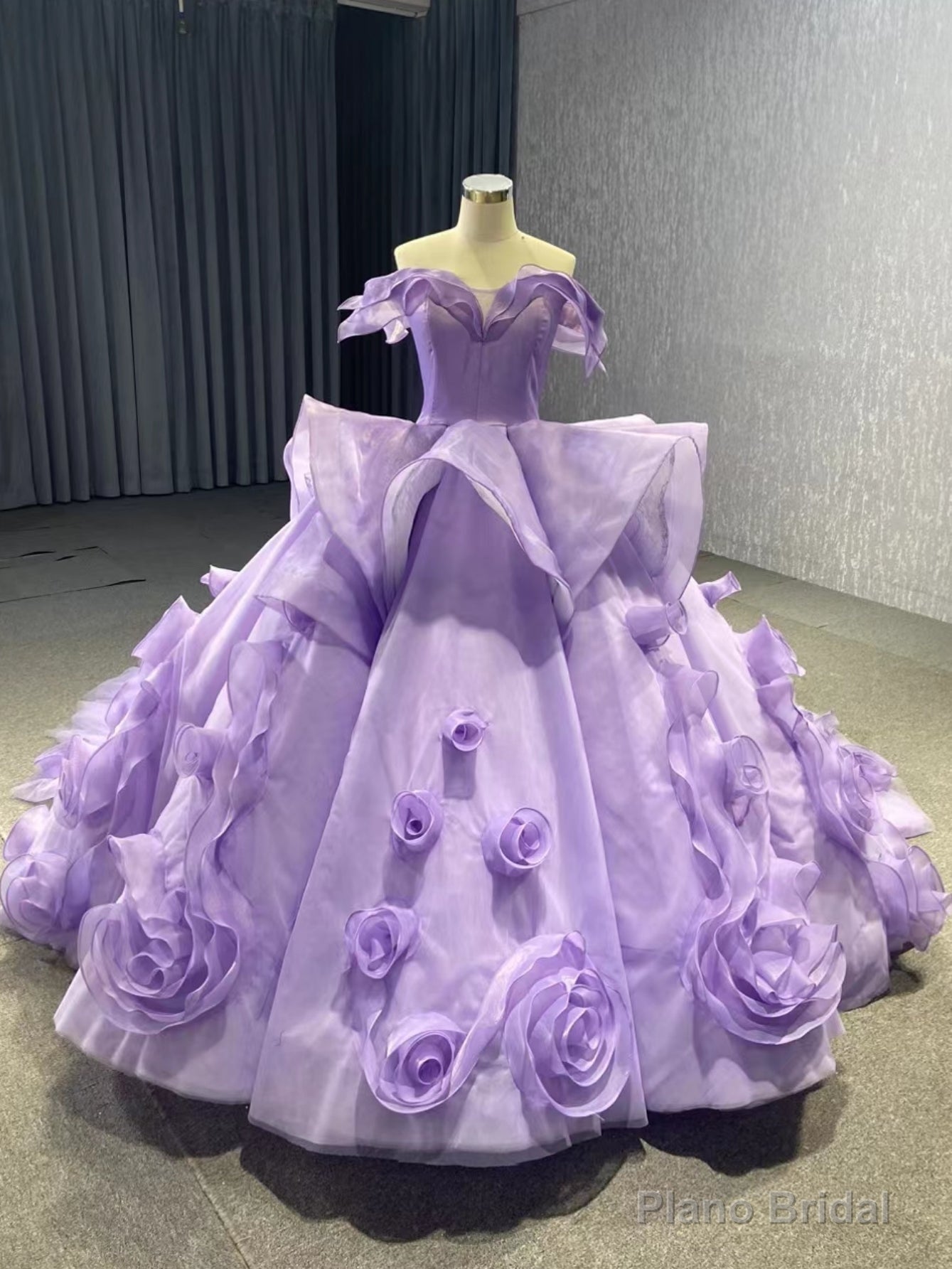 Purple Tulle Off the Shoulder Prom Dress Main image