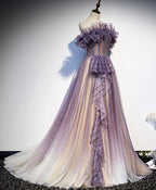 Purple Tulle Sequin Long Formal Prom Dresses Purple Prom Dresses
