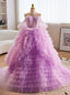 Purple Tulle Tiers Sweetheart Prom Dress