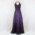 Purple Vintage Fashion Ombre Beaded Empire Waist Halter Long Elegant Formal Prom Gown Formal Evening Gown Party Dresses