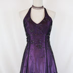 Purple Vintage Fashion Ombre Beaded Empire Waist Halter Long Elegant Formal Prom Gown Formal Evening Gown Party Dresses