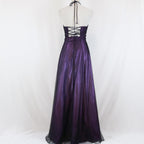 Purple Vintage Fashion Ombre Beaded Empire Waist Halter Long Elegant Formal Prom Gown Formal Evening Gown Party Dresses