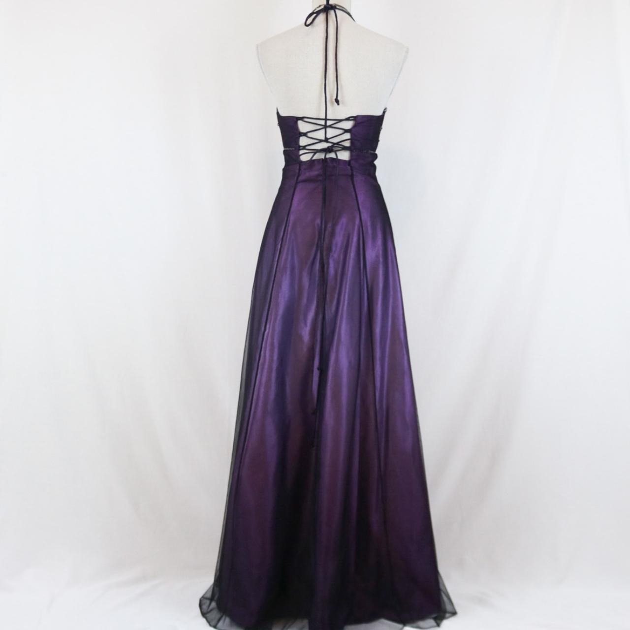 Purple Vintage Fashion Ombre Beaded Empire Waist Halter Long Elegant Formal Prom Gown Formal Evening Gown Party Dresses