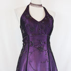 Purple Vintage Fashion Ombre Beaded Empire Waist Halter Long Elegant Formal Prom Gown Formal Evening Gown Party Dresses