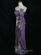 Purple Vintage Floral Embellished Sheath Gown Evening Dresses