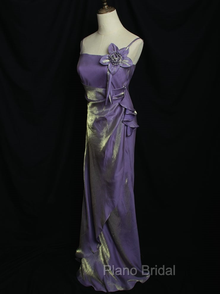 Purple Vintage Floral Embellished Sheath Gown Evening Dresses