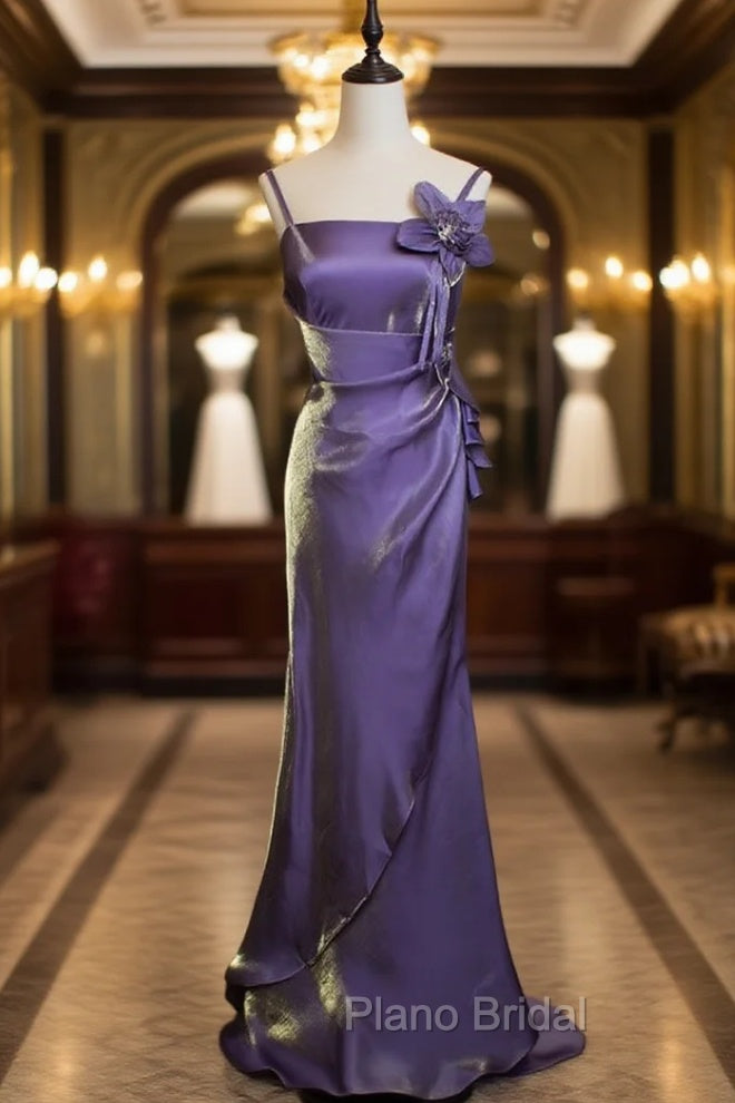 Purple Vintage Floral Embellished Sheath Gown Evening Dresses Main image