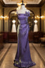 Purple Vintage Floral Embellished Sheath Gown Evening Dresses