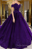 Purple Wedding Dresses, Lace Ball Gown Formal Prom Dresses, Off The Shoulder For Women