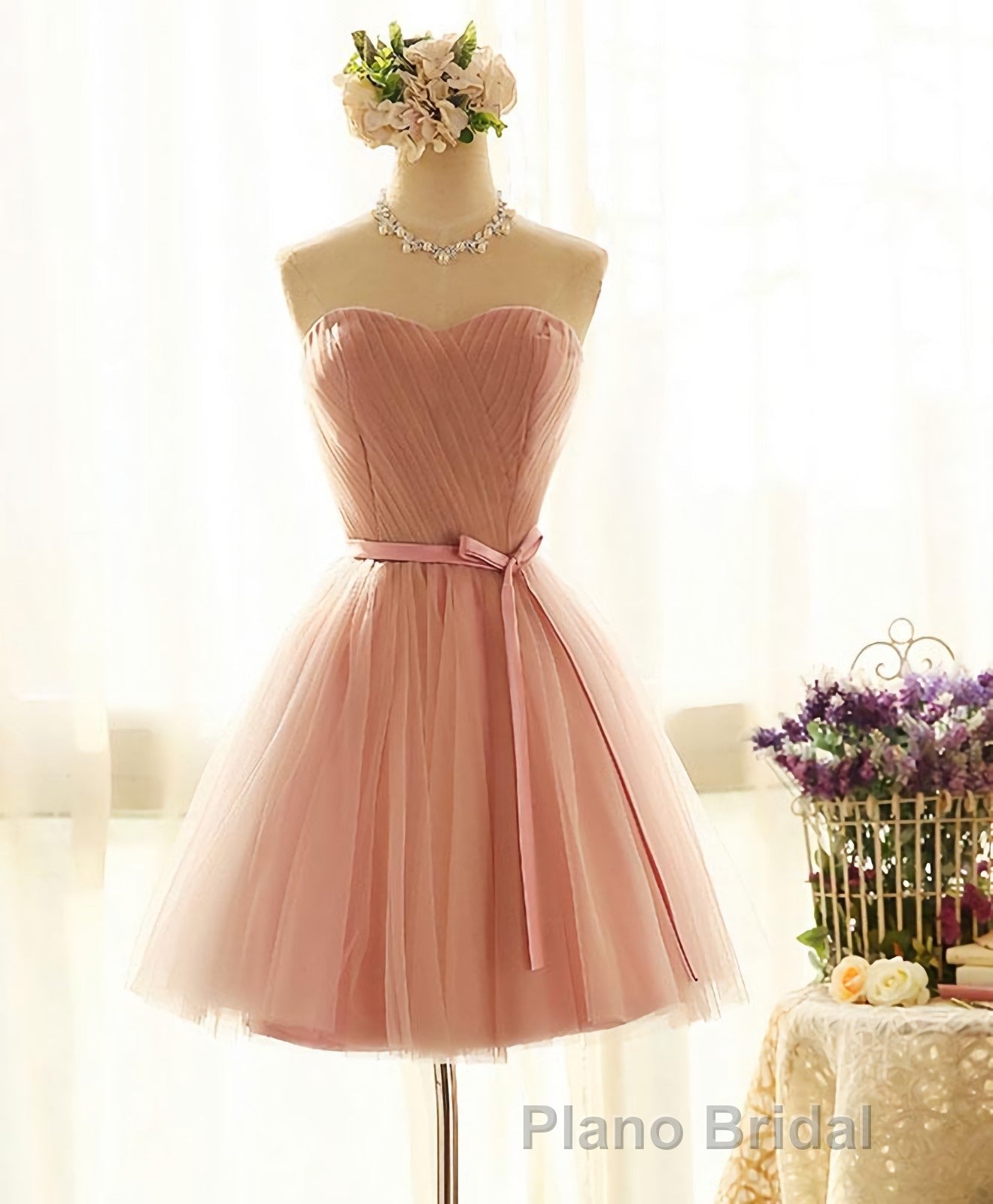 Cute Sweetheart Neck Tulle Short Formal Prom Dresses, Bridesmaid Dresses