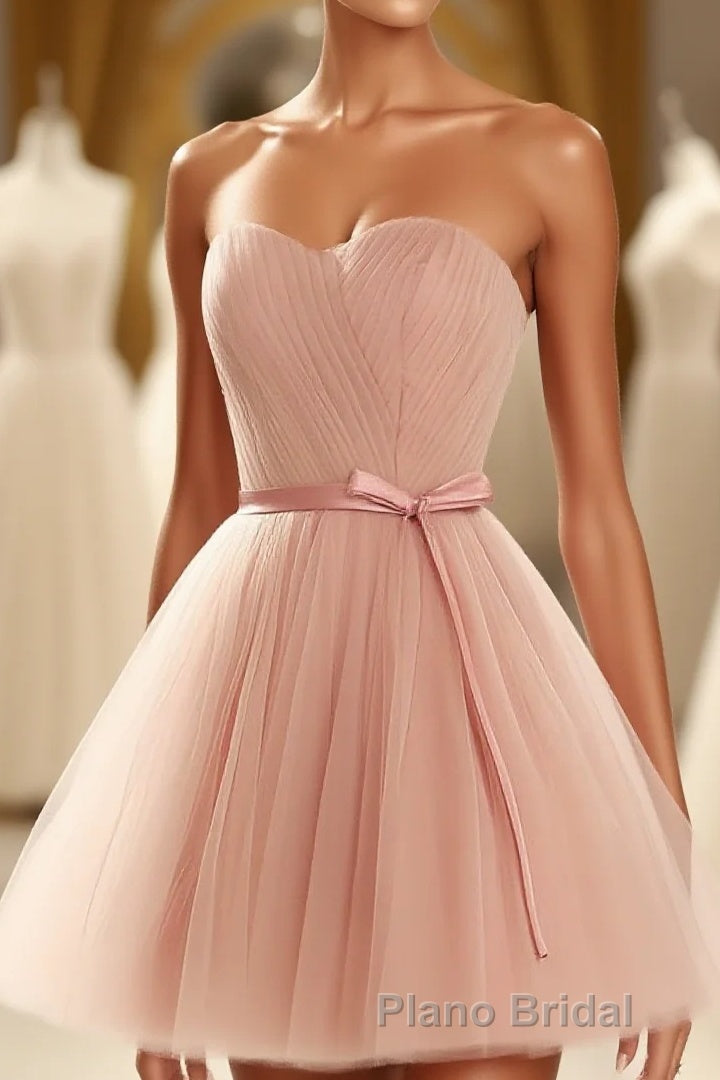 Cute Sweetheart Neck Tulle Short Formal Prom Dresses, Bridesmaid Dresses Main image
