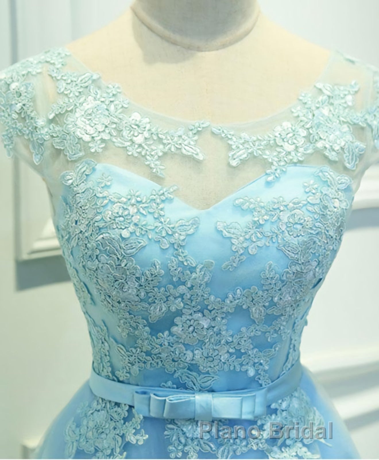 Light Blue Lace Tulle Short Formal Prom Dresses, Homecoming Dresses