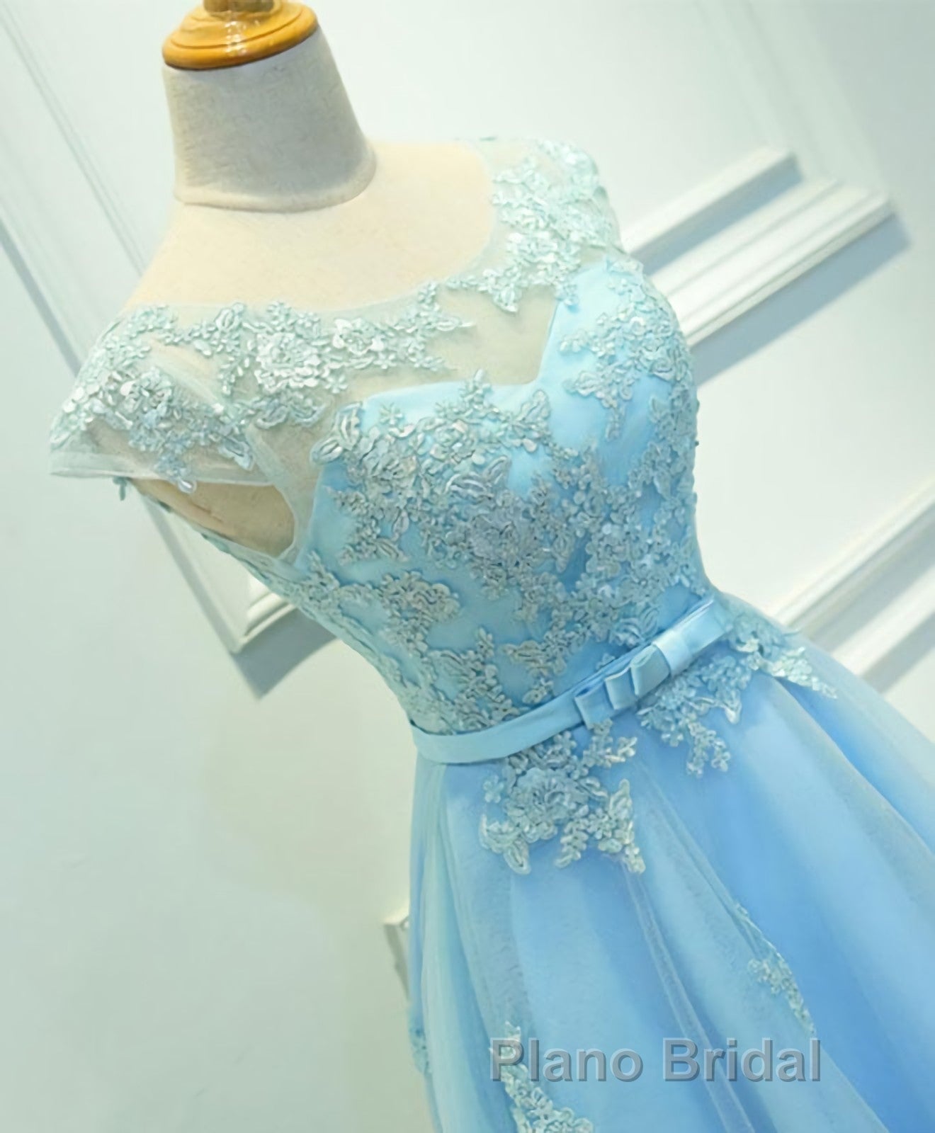 Light Blue Lace Tulle Short Formal Prom Dresses, Homecoming Dresses Secondary image