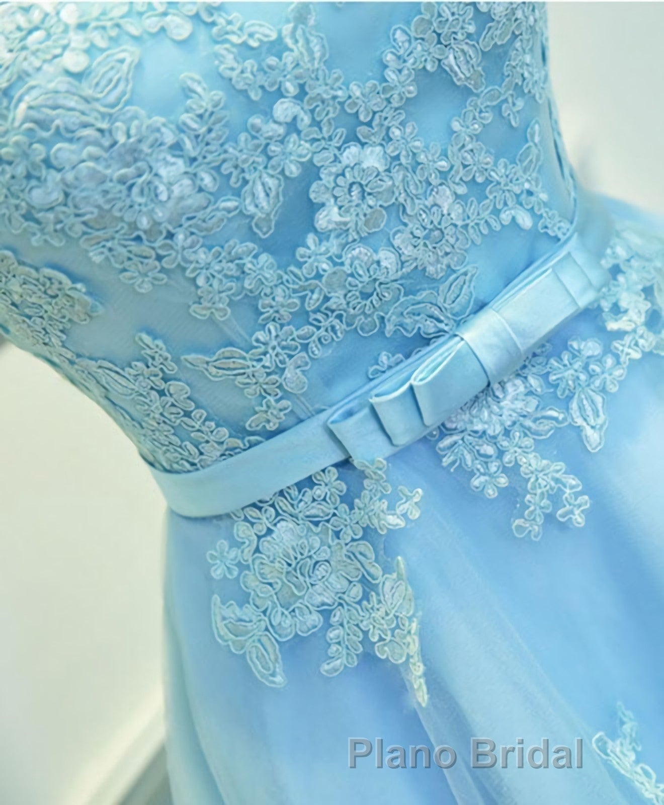 Light Blue Lace Tulle Short Formal Prom Dresses, Homecoming Dresses