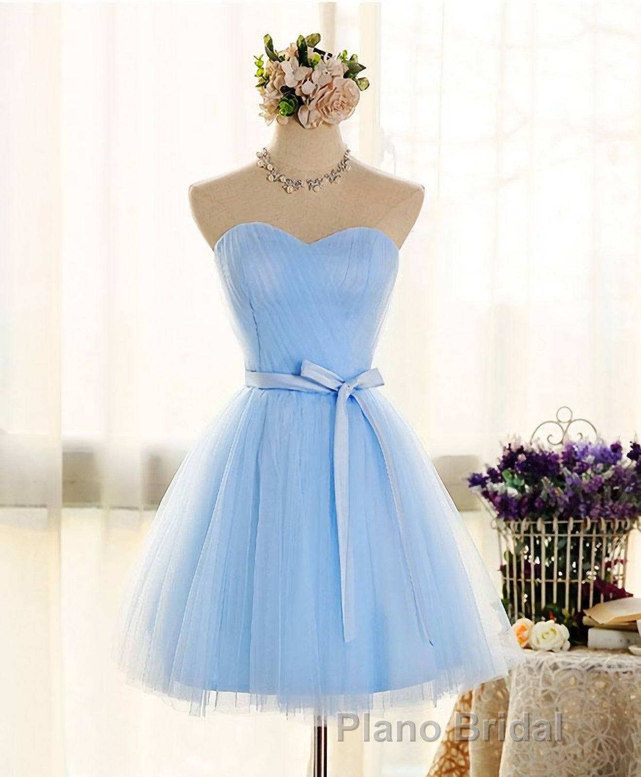 Cute Sweetheart Neck Tulle Short Formal Prom Dresses, Bridesmaid Dresses