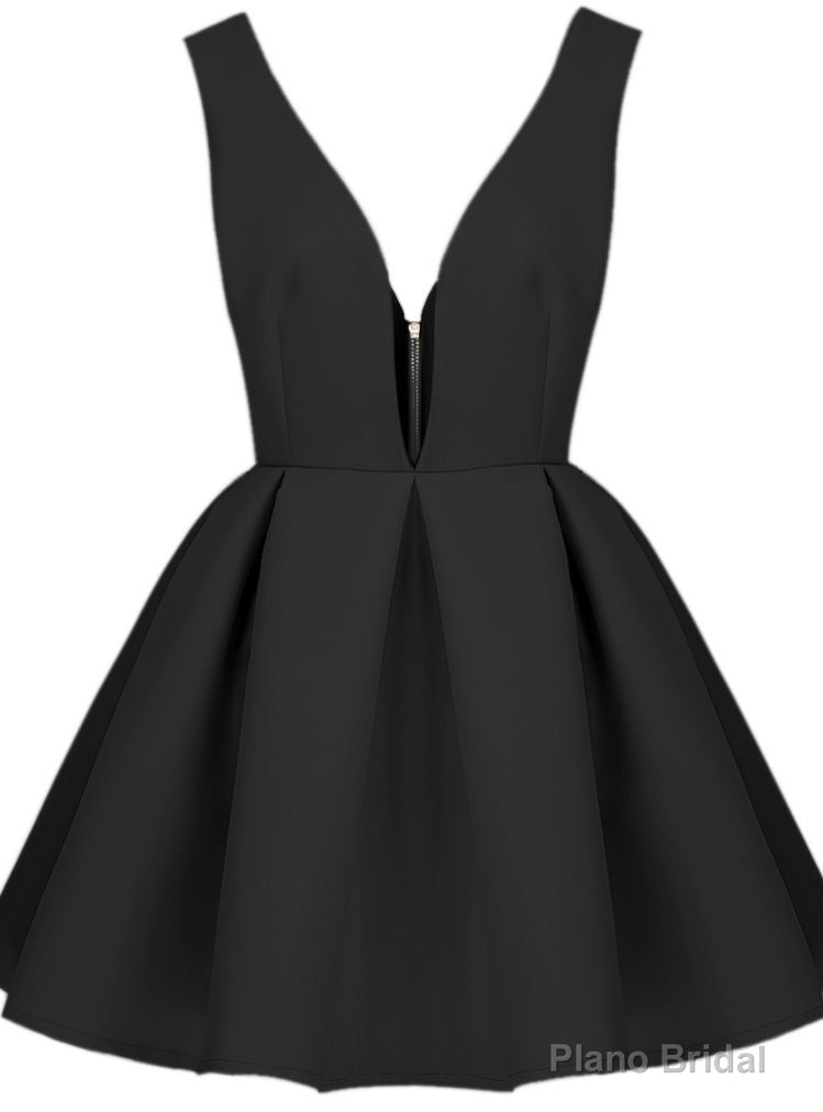 Queenly Deep V-neck Homecoming Dresses A-line Homecoming Dresses V-back