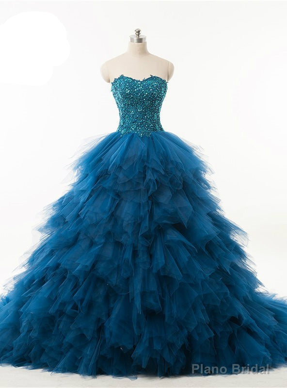 Quinceanera Dress Ball Gown Ruffles Organza Crystals Wedding Dress Main image