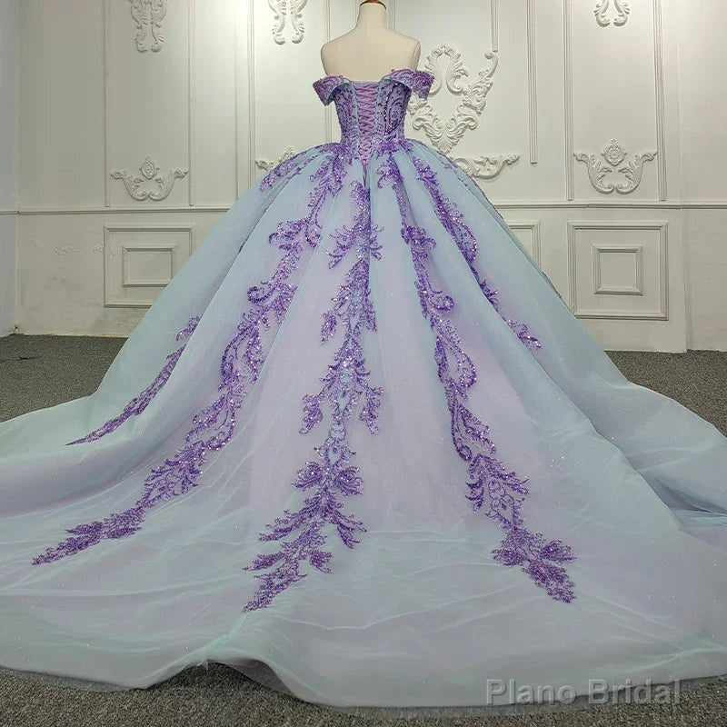 Quinceanera Dress Charming Off-the-shoulder Prom Dresses Appliques Lace Up Ball Gown with Sequins