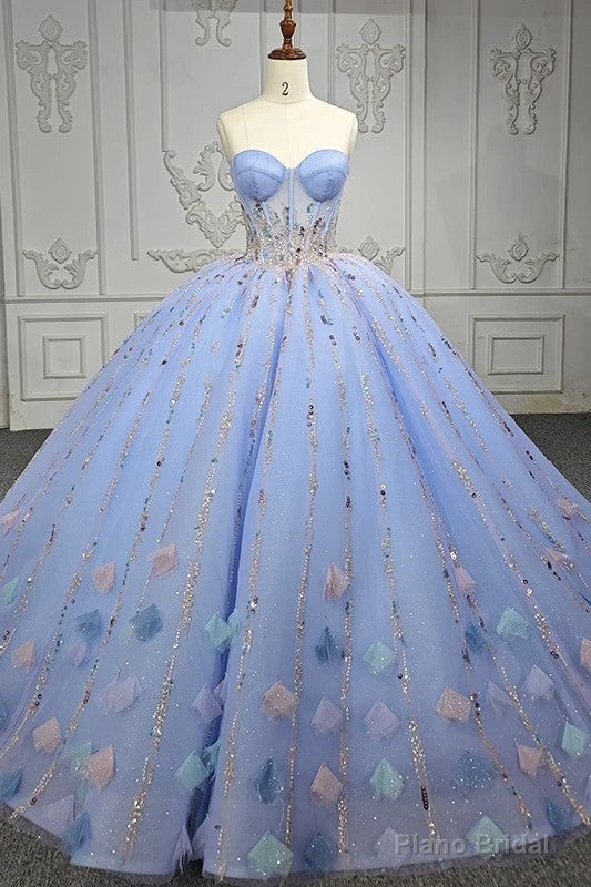Quinceanera Dress Chic Strapless Sweep Train Evening Dresses Sweetheart Lace Up Prom Dresses Main image