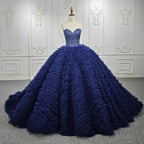 Quinceanera Dress Classic Dark Navy Strapless Quinceanera Dresses Sleeveless Sweetheart Beading Ball Gown