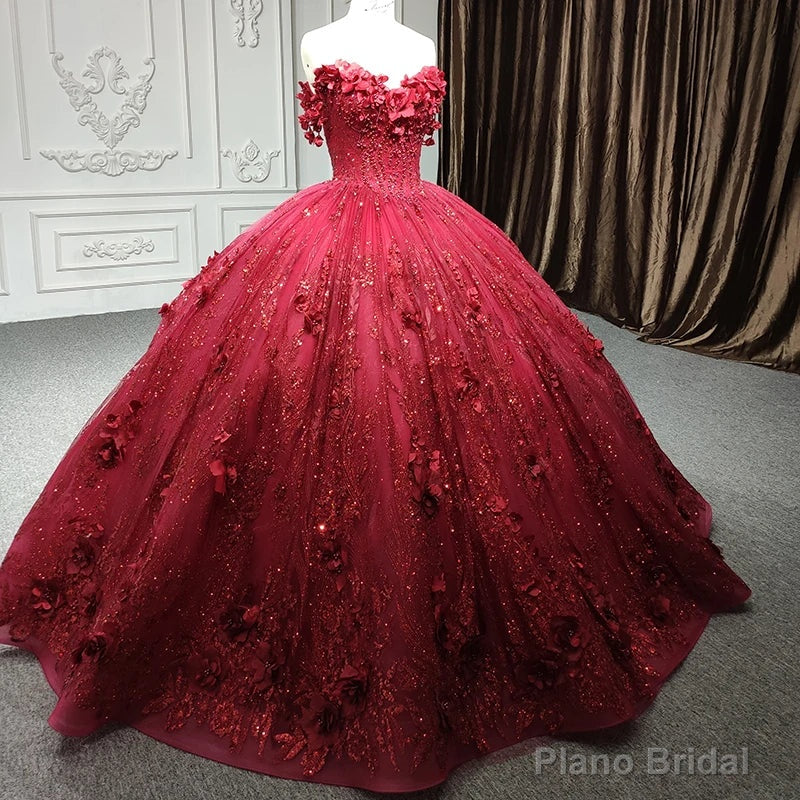 Quinceanera Dress Exquisite Red Pearls Sleeveless Quinceanera Dresses 3D Appliques Party Dresses Secondary image