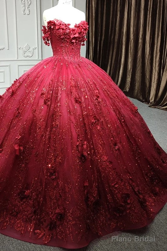 Quinceanera Dress Exquisite Red Pearls Sleeveless Quinceanera Dresses 3D Appliques Party Dresses Main image