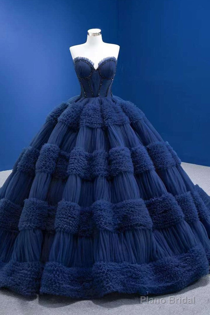 Quinceanera Dress Graceful Backless Ball Gown Navy Blue Prom Dresses Main image