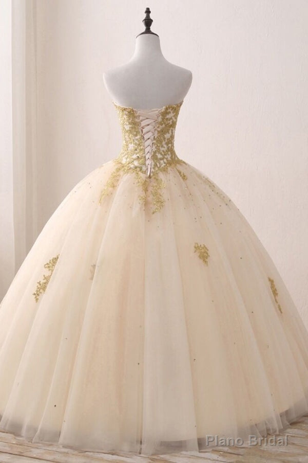 Quinceanera Dress Ivory Ball Gown Sweetheart Strapless Sleeveless Appliques Beading Prom Dresses Secondary image