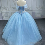 Quinceanera Dress Princess Cap sleeve Ball Gown Sequins Square Collar Evening Party Dresses