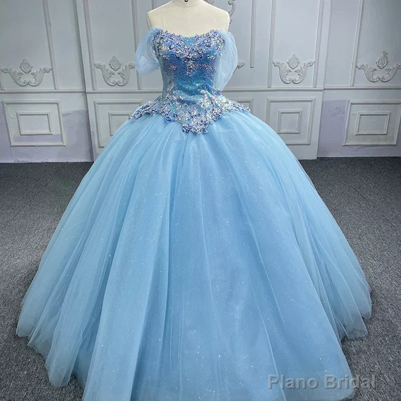 Quinceanera Dress Princess Cap sleeve Ball Gown Sequins Square Collar Evening Party Dresses
