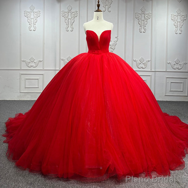 Quinceanera Dress Simple Red Sweetheart Party Dress Ruched Sleeveless Prom Dresses Ball Gown Secondary image