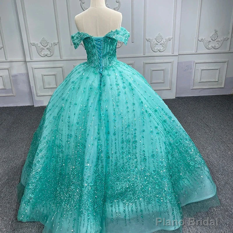 Quinceanera Dress V-neck Sequined Evening Party Dresses Off-the-shoulder