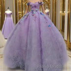 Quinceanera Dresses Off the Shoulder Party Dresses Sweetheart Neck Lavender Tulle Ball Gown