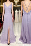Double Straps Light Purple A-line Long Bridesmaid Dresses