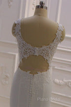 Real Long Vintage Lace Wedding Dresses Mermaid Sleeveless Bridal Gowns