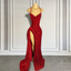 Real Sample Sexy High Slit Halter Sleeveless Sparkly Red Sequined Black Girls Long Formal Prom Dresses