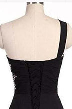 Red And Black One Shoulder Chiffon Beaded Homecoming Dresses, Gradient Short Formal Prom Dresses