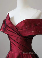 Red And Black Satin Party Dresses Formal Prom Dresses, A-Line Satin Evening Dresses