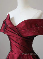 Red And Black Satin Party Dresses Formal Prom Dresses, A-Line Satin Evening Dresses