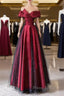Red And Black Satin Party Dresses Formal Prom Dresses, A-Line Satin Evening Dresses