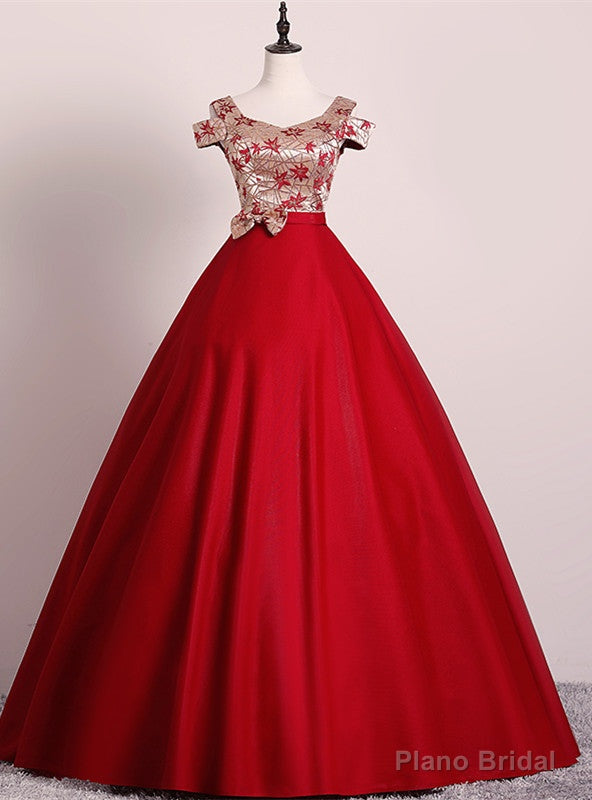 Red Ball Gown Satin Embroidery Quinceanera Dress Main image