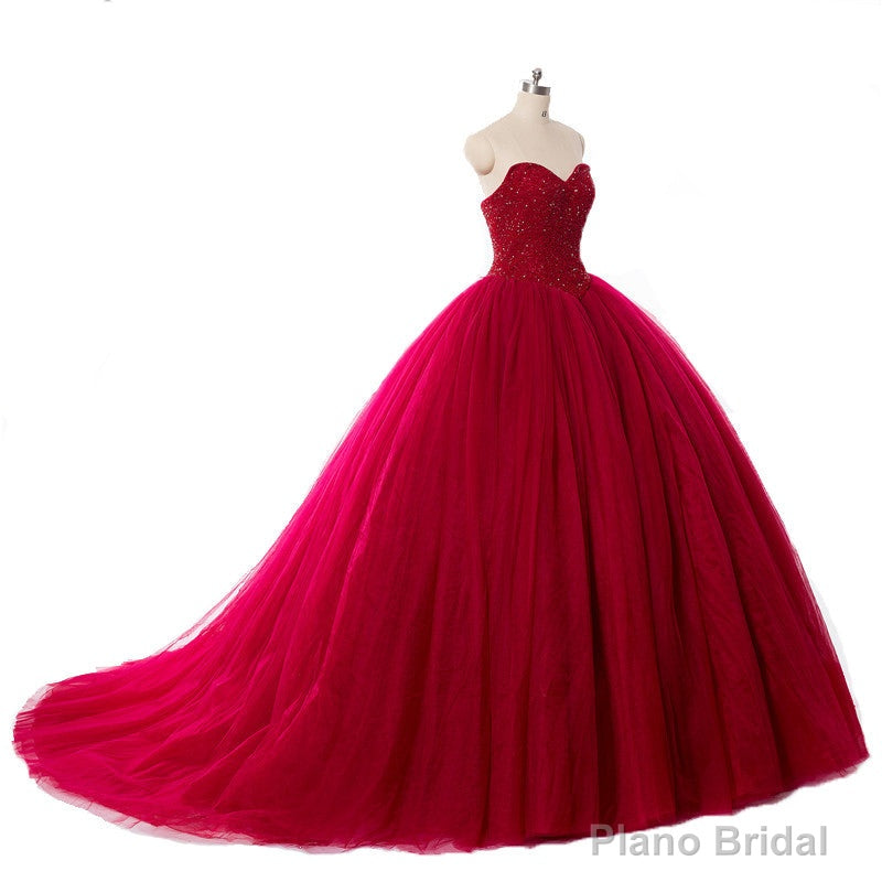Red Ball Gown Wedding Dresses Princess Puffy Red Lace Bridal Dresses for Women Main image