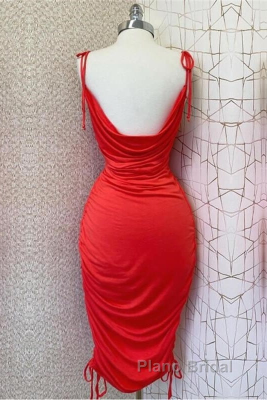 Red Cowl Neck Midi Bodycon Dresses Secondary image