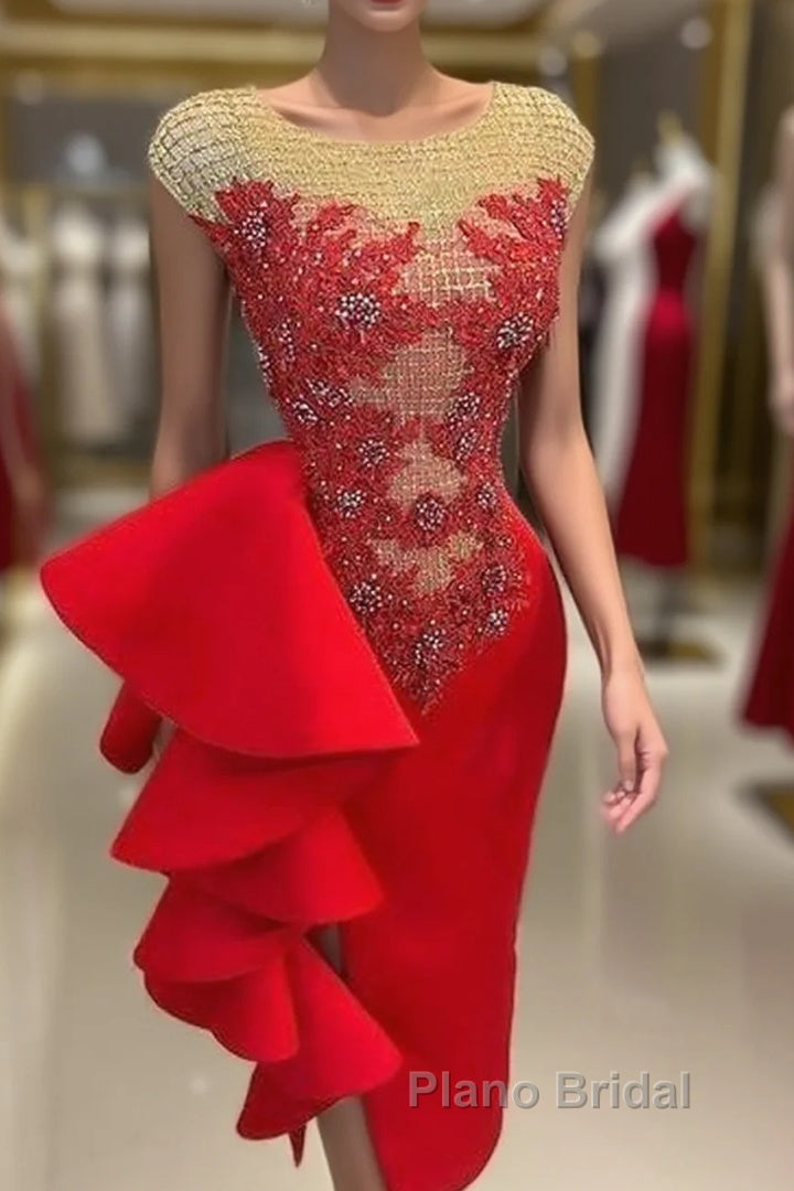 Red Evening Dresses Long Lace Applique Mermaid Modest Beaded Elegant Sexy Formal Prom Dresses Evening Dresses Main image